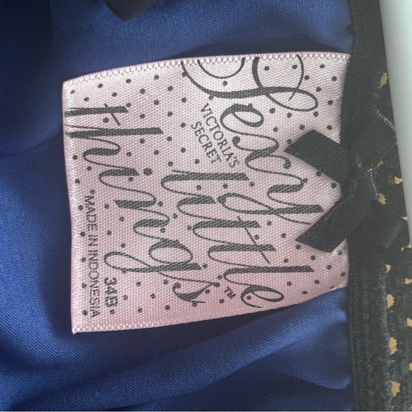 Victoria Secret Sexy Little Things Royal Blue Black Mesh Corset Bra 34B Lingerie - Picture 9 of 11